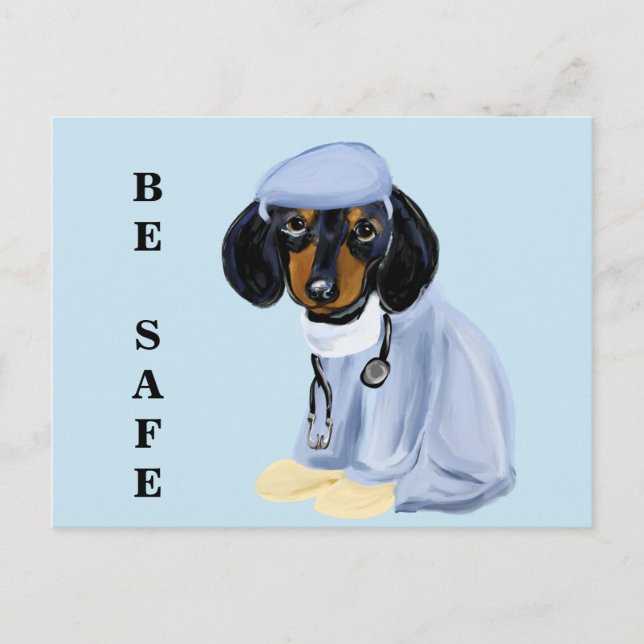 Dackel Doktor Postkarte (Vorderseite)