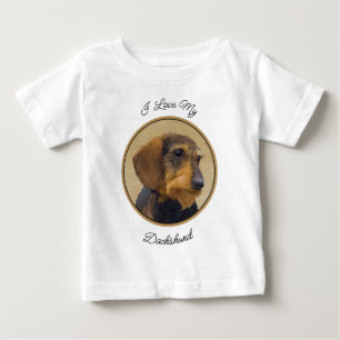 Dackel (Drahthaar) Malerei Original Dog Art Baby T-shirt