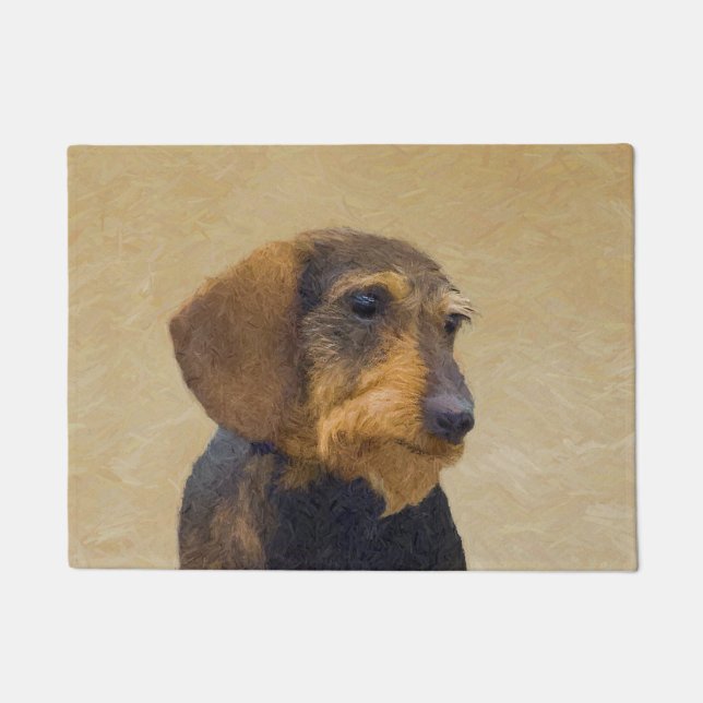 Dackel (Drahthaar) Malerei Original Dog Art Fußmatte (Vorderseite)