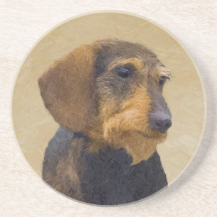 Dackel (Drahthaar) Malerei Original Dog Art Getränkeuntersetzer