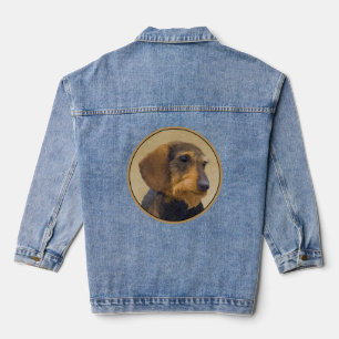 Dackel (Drahthaar) Malerei Original Dog Art Jeansjacke