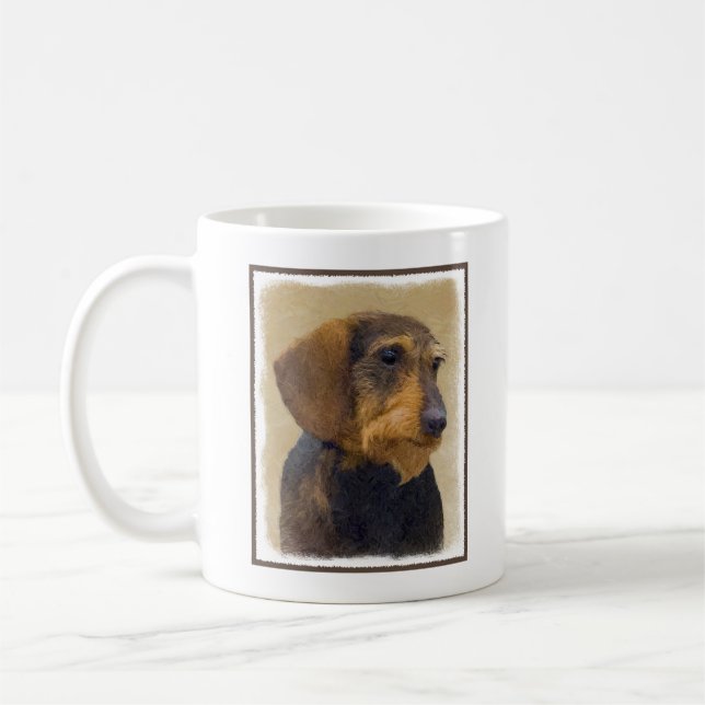 Dackel (Drahthaar) Malerei Original Dog Art Kaffeetasse (Links)