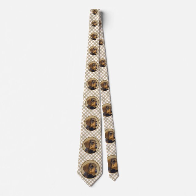 Dackel (Drahthaar) Malerei Original Dog Art Krawatte (Vorderseite)