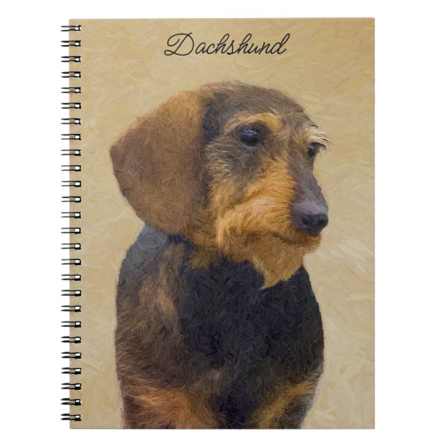 Dackel (Drahthaar) Malerei Original Dog Art Notizblock (Vorderseite)