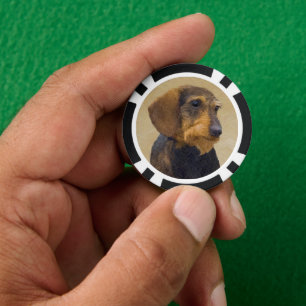 Dackel (Drahthaar) Malerei Original Dog Art Pokerchips