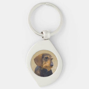 Dackel (Drahthaar) Malerei Original Dog Art Schlüsselanhänger