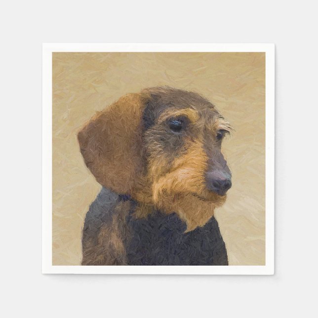Dackel (Drahthaar) Malerei Original Dog Art Serviette (Vorderseite)