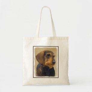 Dackel (Drahthaar) Malerei Original Dog Art Tragetasche