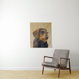 Dackel (Drahthaar) Malerei Original Dog Art Wandteppich