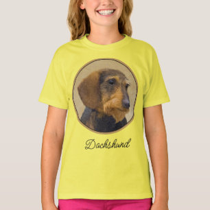 Dackel (Drahthaar) Malerei Original Hunde Kunst T T-Shirt