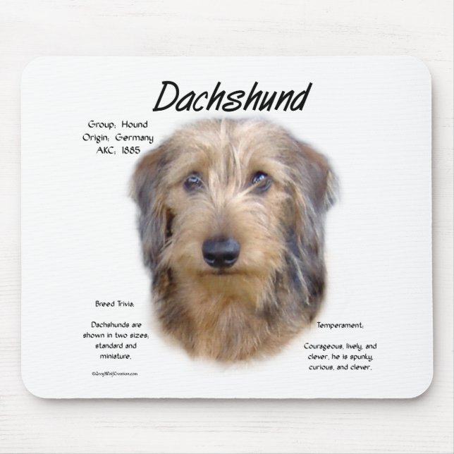Dackel (Drahthaarterrier) Historisches Design Mousepad (Vorne)