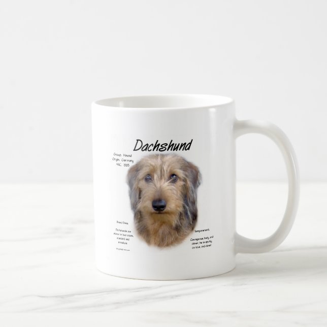 Dackel (Drahthaarterrier) Historisches Design Tasse (Rechts)