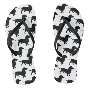 Dackel drehen Reinfälle um Flip Flops