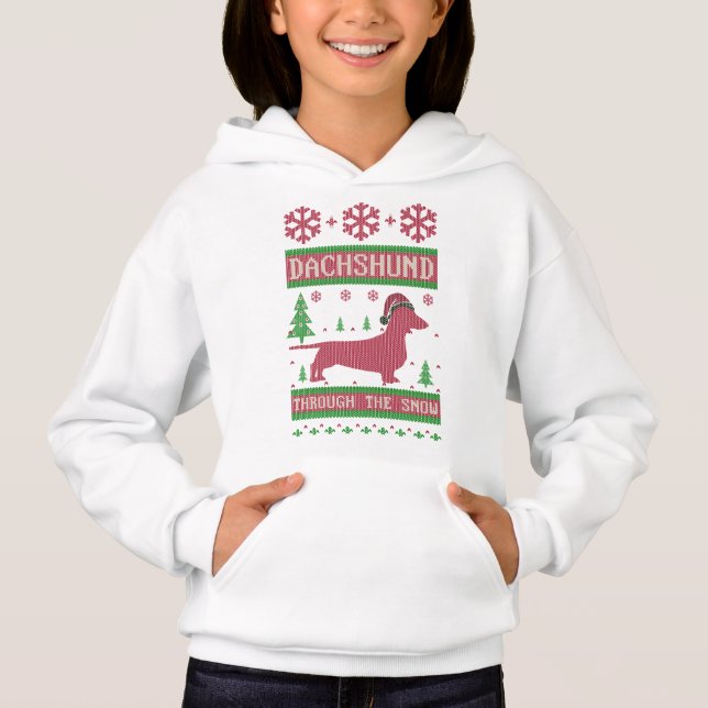 Dackel durch den Schnee Hoodie (Vorderseite)