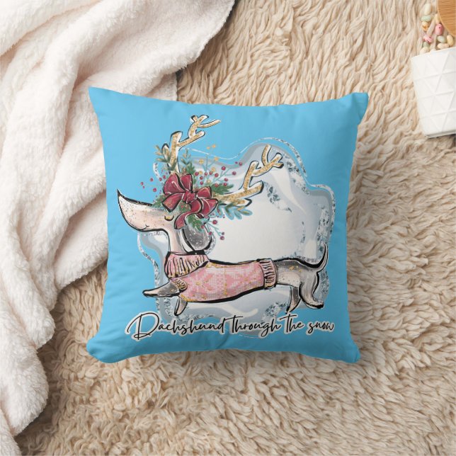 Dackel durch den Schnee Kissen (Decke)