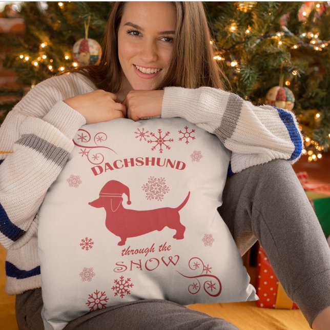 Dackel durch den Schnee Kissen (Dachshund Through the Snow Pillow)