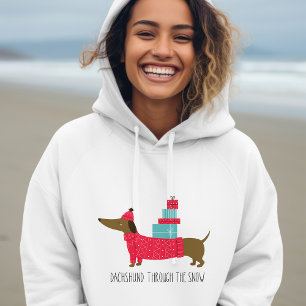 Dackel durch den Schnee Niedliche Weihnachtslieder Hoodie