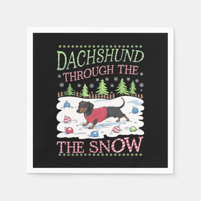 Dackel durch den Schnee Serviette (Vorderseite)