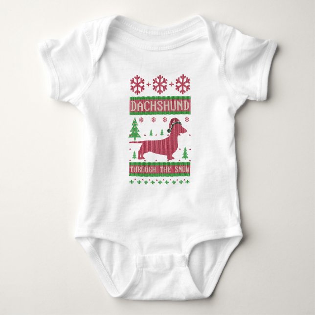 Dackel durch den Schnee T-Shirt (Vorderseite)