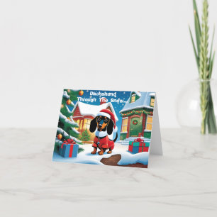 Dackel durch den Schnee... Weihnachtskarte Feiertagskarte