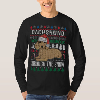 Dackel durch den schneebedeckten Weihnachtssüßer T-Shirt