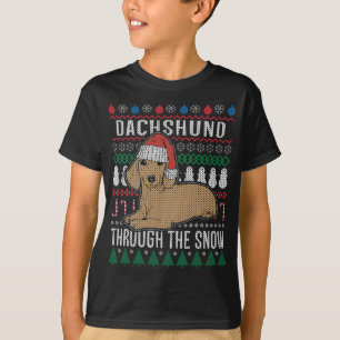Dackel durch den schneebedeckten Weihnachtssüßer T-Shirt