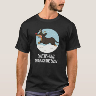Dackel durch den schneeweihnachtlichen Pun Dark BG T-Shirt