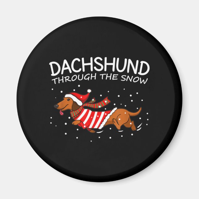 Dackel durch den schneewitzigen Hund Weihnachten Magnet (Vorne)