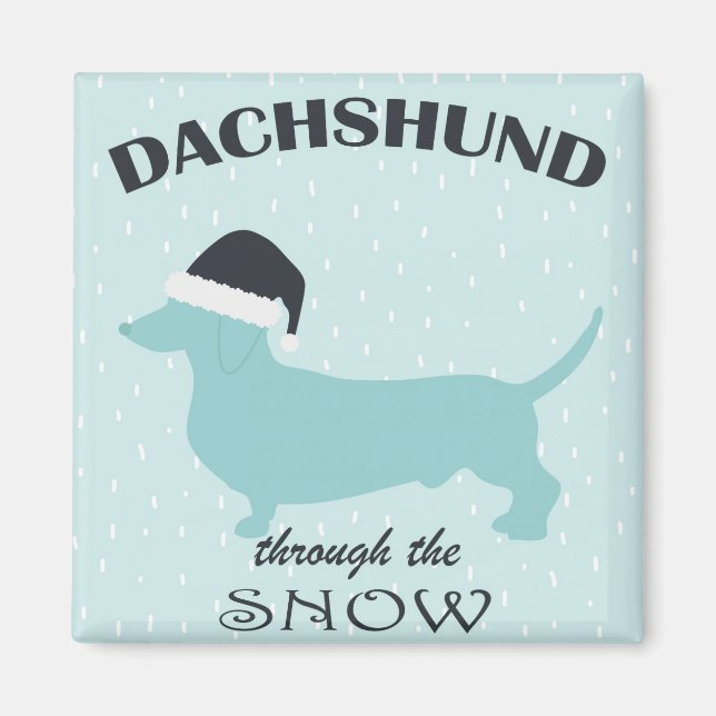 Dackel durch den schneewitzigen Hund Weihnachten Magnet (Vorne)
