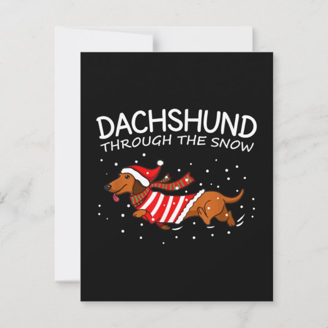 Dackel durch den schneewitzigen Hund Weihnachten Mitteilungskarte (Vorderseite)