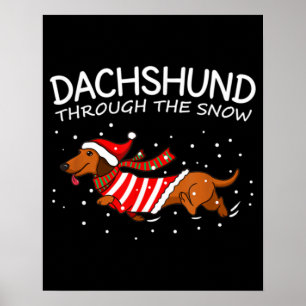 Dackel durch den schneewitzigen Hund Weihnachten Poster
