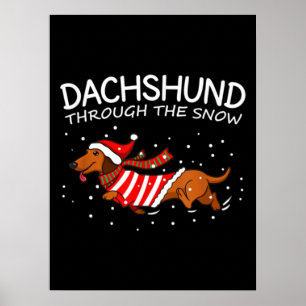 Dackel durch den schneewitzigen Hund Weihnachten Poster