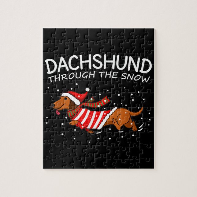 Dackel durch den schneewitzigen Hund Weihnachten Puzzle (Vertikal)