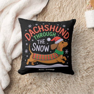 Dackel durch den schneewitzigen Weihnachtshund Kissen