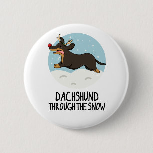 Dackel durch den sonnigen Weihnachtsabend Button