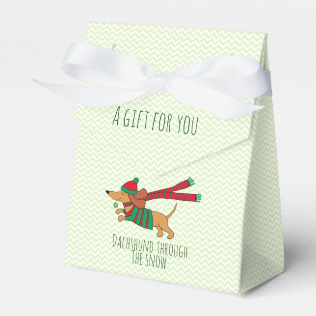 Dackel durch die Schneeschlittenfavorisierbox Geschenkschachtel (Vorderseite)