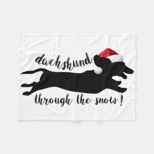 Dackel durch die Weihnachtsfeiertage Fleecedecke