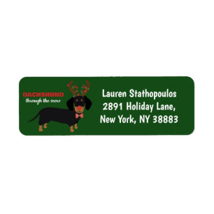 Dackel durch Schnee Niedliche Dackel Rentierhund