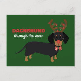 Dackel durch Schnee Niedliche Dackel Rentierhund Postkarte