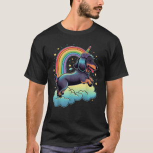 Dackel Einhorn auf Regenbogen Einhorn Dackel T S T-Shirt