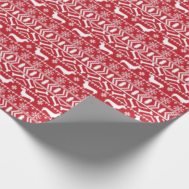 Dackel Fair Isle Weihnachtsgeschenk Wraps Geschenkpapier (Ecke)