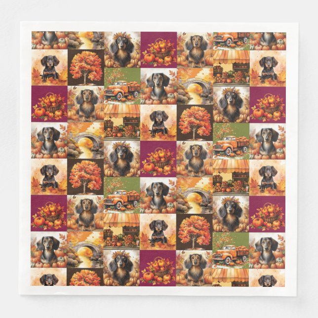 Dackel Fall Vibe Serviette (Vorderseite)