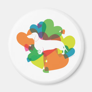 Dackel Farbiges Herzdesign Magnet