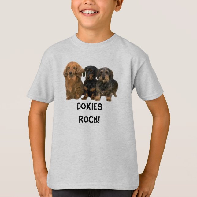 Dackel-Felsen scherzt T - Shirt (Vorderseite)