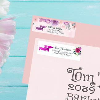Dackel Floral Rücksendeadresse Lila