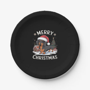 Dackel Frohe Weihnachts-Klassik T - Shirt Pappteller