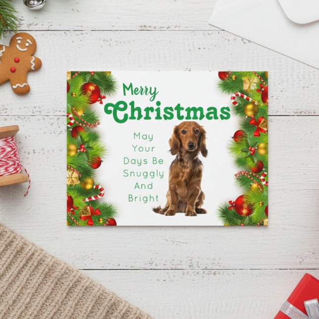 Dackel Frohe Weihnachtskarte Feiertagspostkarte (Dachshund Merry Christmas Holiday Card)