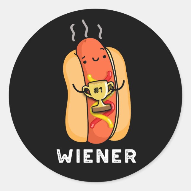 Dackel Funny Sausage Pub Dark BG Runder Aufkleber (Vorderseite)