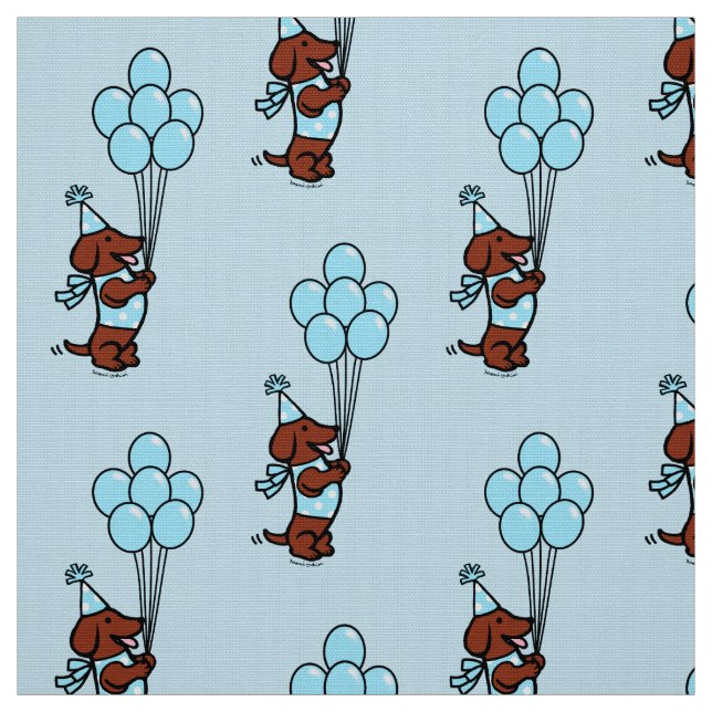 Dackel-Geburtstags-Cartoon-Ballone Stoff (Muster)