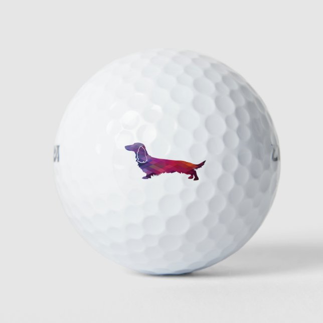 Dackel Geo Silhouette Lila Golfball (Vorderseite)